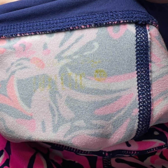 Lilly Pulitzer Girls Luxletic Mini Weekender Leggings Pink Navy Blue Floral XL - Picture 8 of 9